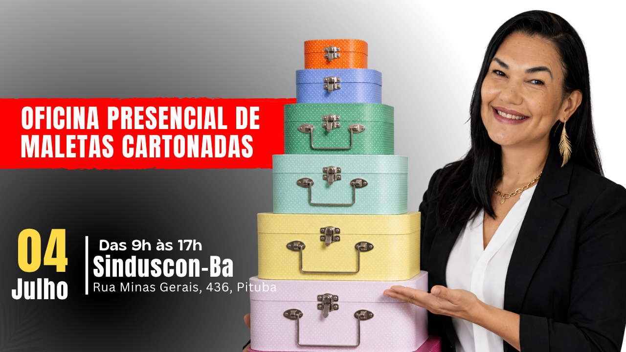 Jane Bela com as maletas cartonadas